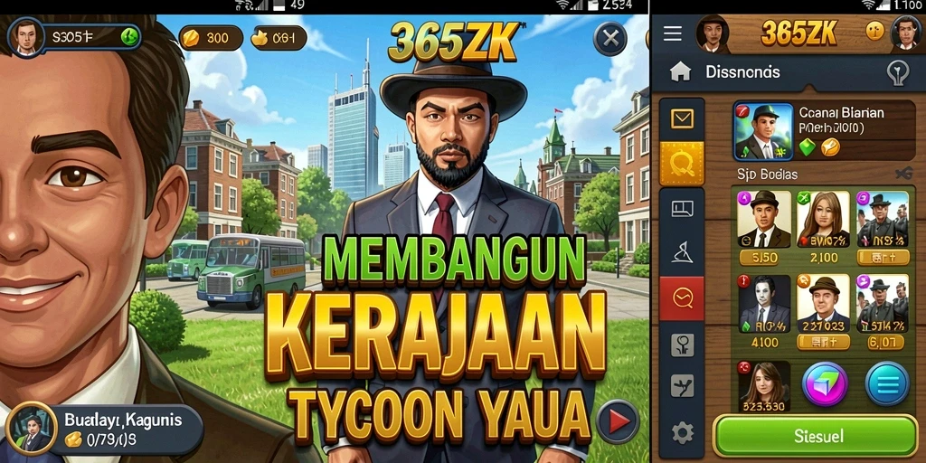 Screenshot utama menampilkan gameplay seru di dunia bisnis Tycoon.