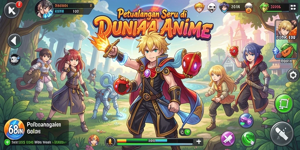 Tangkapan layar dari gameplay <strong>68IDN</strong> yang menampilkan karakter anime yang dinamis.