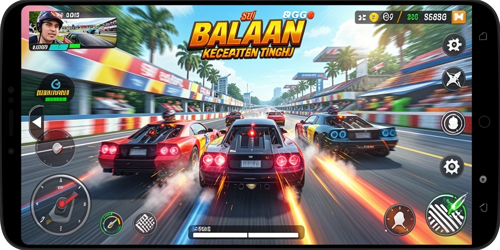 Tampilan gameplay balap yang mendebarkan di 8G8G.