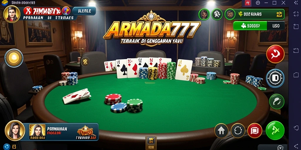 Tampilan gameplay Poker yang seru dan menarik dalam ARMADA777.