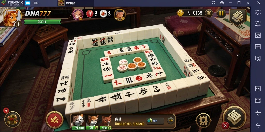 Screenshot gameplay DNA777 yang menampilkan pengalaman bermain Mahjong yang seru.
