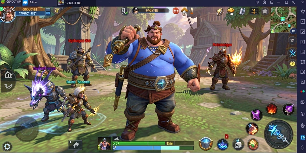 Tangkapan layar menampilkan aksi seru dalam game MMORPG GENDUT188.