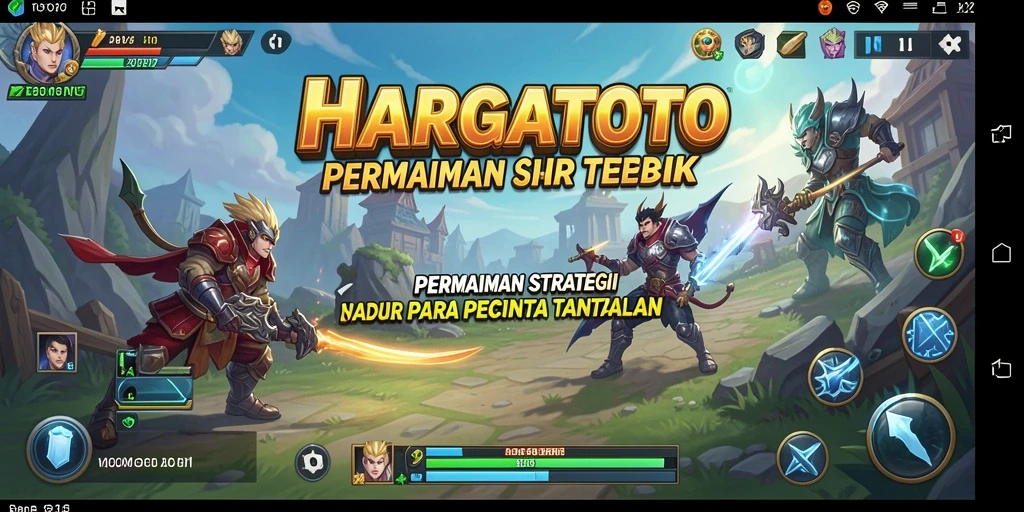 Tampilan screenshot HARGATOTO menunjukkan aksi pertempuran strategi yang dinamis.