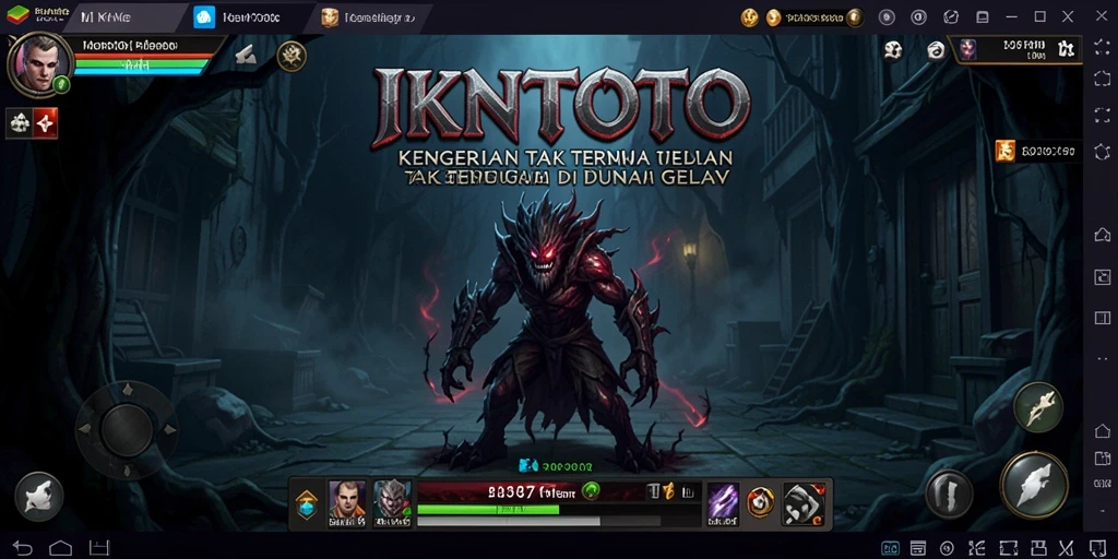 Screeshot gameplay IKNTOTO menampilkan suasana Horror yang mencekam.