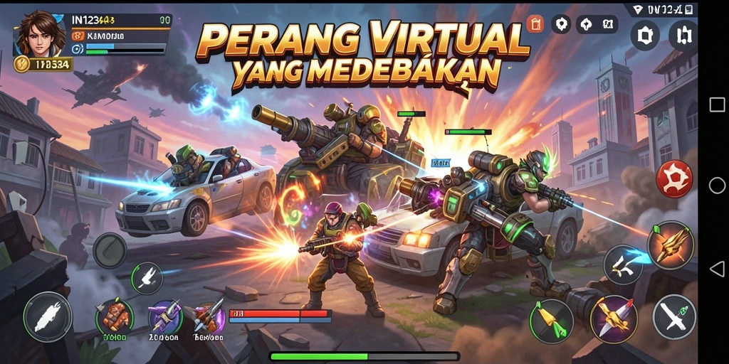 Tampilan gameplay menyenangkan dari IN1234 dalam aksi FPS.