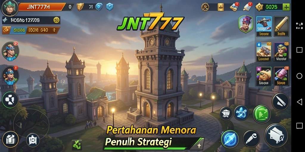 Screenshot menunjukkan aksi mendebarkan dalam JNT777 Tower Defense.