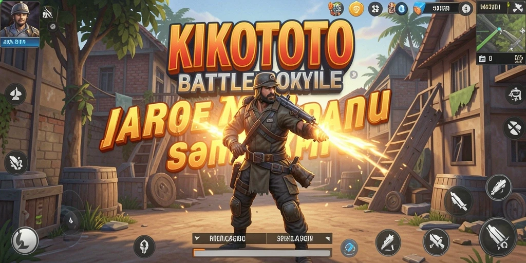 Screenshot gameplay KIKOTOTO yang menampilkan aksi pertempuran Battle Royale.