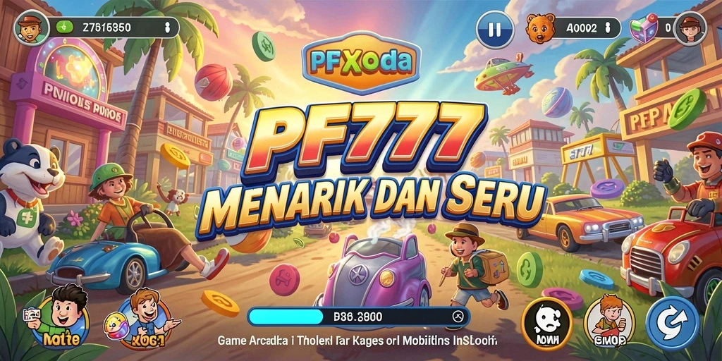 Screenshot utama PF777 menampilkan gameplay Arcade yang seru.