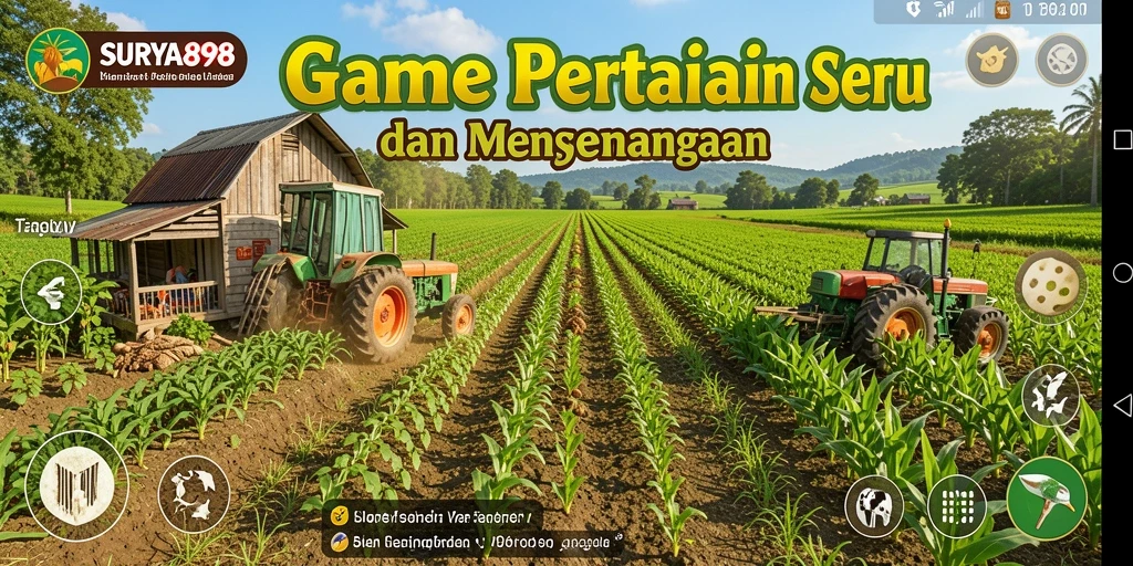 Tangkapan layar dari gameplay SURYA898 yang menampilkan ladang yang subur.