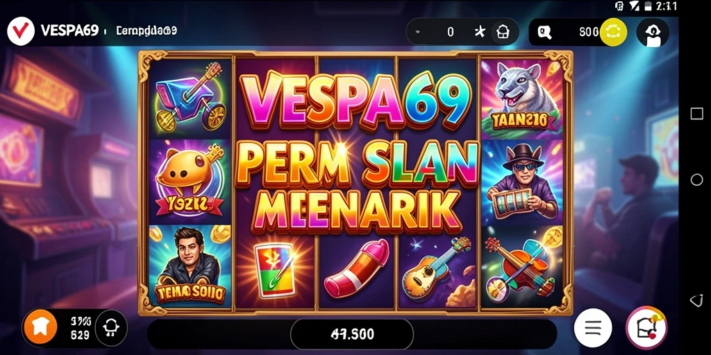 Tampilan gameplay VESPA69 yang menarik dan penuh warna.