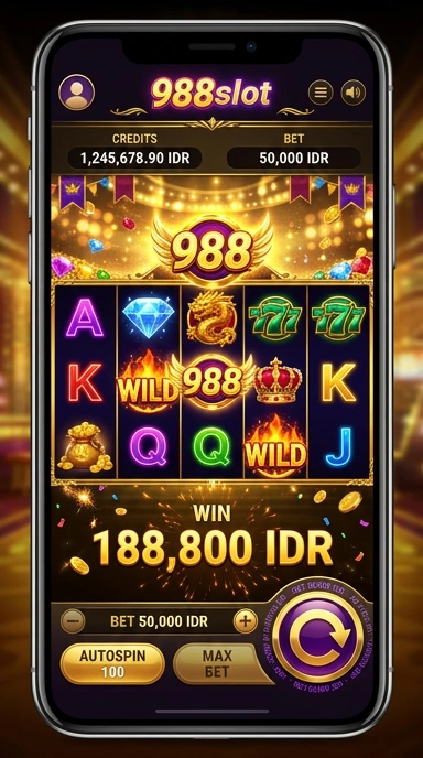 Tampilan homepage 988slot dengan menu navigasi sederhana.
